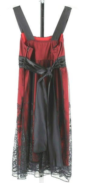 Ruby Rox Sz 12 Red Black Overlay Sequin Applique 100% Polyester Dress