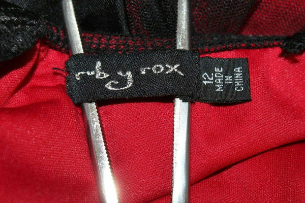 Ruby Rox Sz 12 Red Black Overlay Sequin Applique 100% Polyester Dress