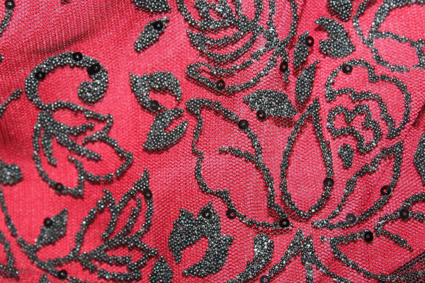 Ruby Rox Sz 12 Red Black Overlay Sequin Applique 100% Polyester Dress