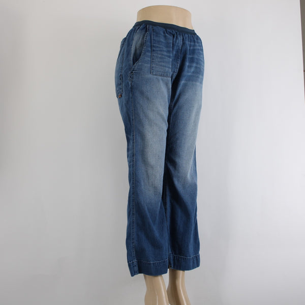 Life Nature Love Jeans Sz S X 30 Blue Denim Elastic Waist Pockets 100% Cotton