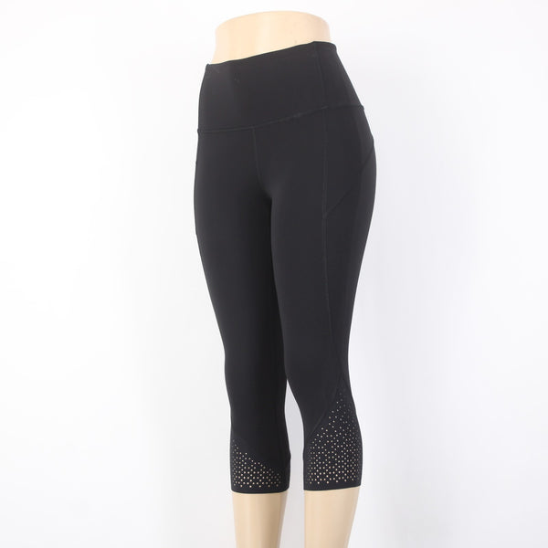 Lululemon AW Capri Pant Sz 6 x 20 Black Pull On Nylon Lycra Elastane AW Capri