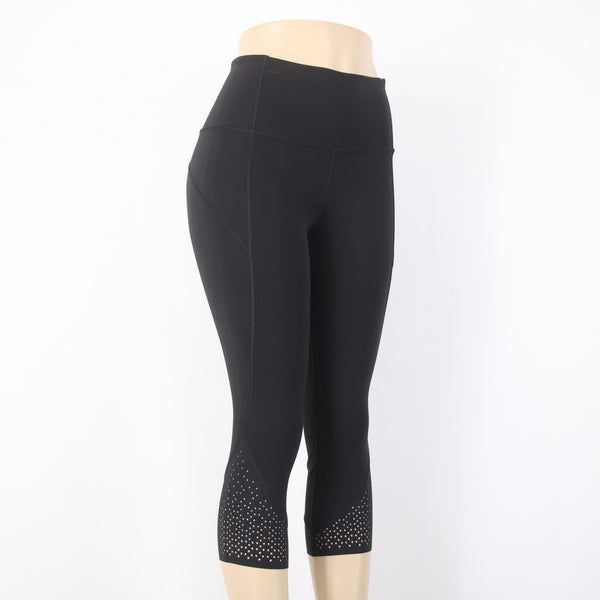 Lululemon AW Capri Pant Sz 6 x 20 Black Pull On Nylon Lycra Elastane AW Capri
