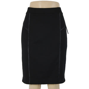 Apt 9 NEW $44 Sz M Black Top Stitch Elastic Waist Poly Rayon Pencil Skirt