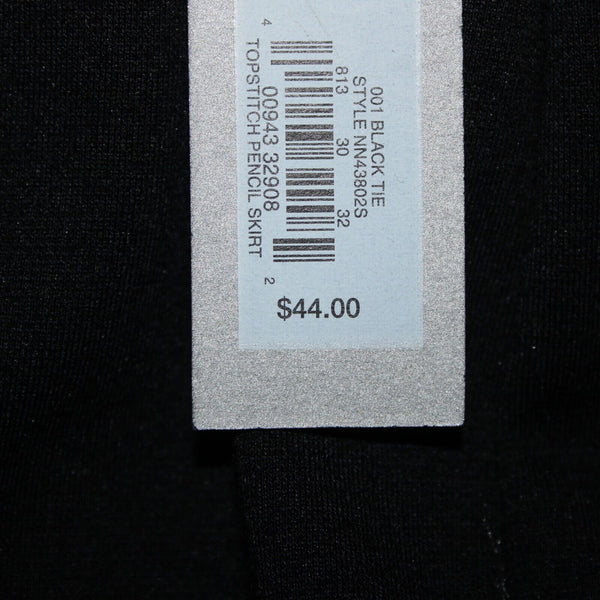 Apt 9 NEW $44 Sz M Black Top Stitch Elastic Waist Poly Rayon Pencil Skirt