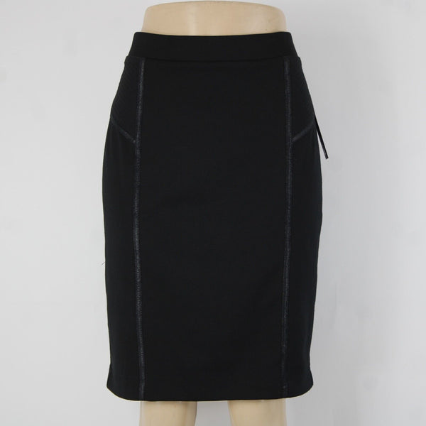 Apt 9 NEW $44 Sz M Black Top Stitch Elastic Waist Poly Rayon Pencil Skirt