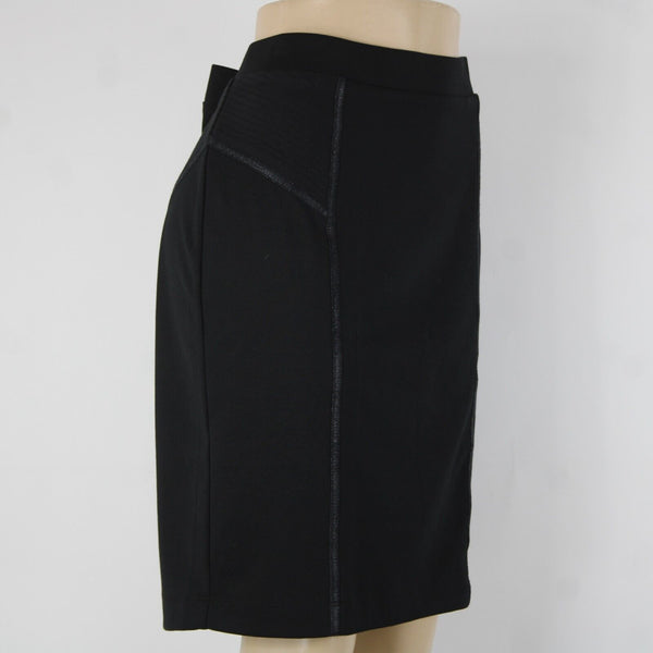 Apt 9 NEW $44 Sz M Black Top Stitch Elastic Waist Poly Rayon Pencil Skirt