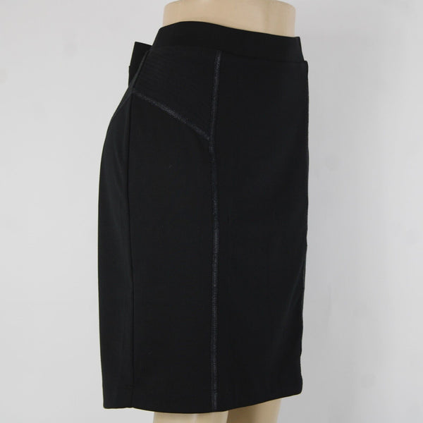 Apt 9 NEW $44 Sz M Black Top Stitch Elastic Waist Poly Rayon Pencil Skirt