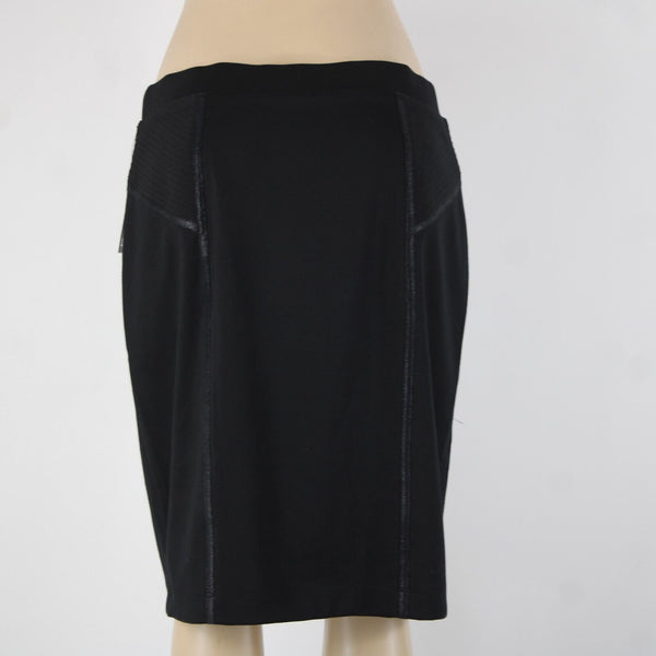 Apt 9 NEW $44 Sz M Black Top Stitch Elastic Waist Poly Rayon Pencil Skirt
