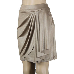 Cache New $68 Sz M Gold Pleaded Polyester Spandex Skirt