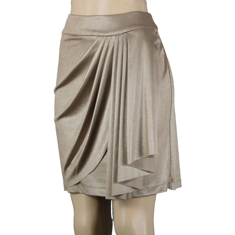 Cache New $68 Sz M Gold Pleaded Polyester Spandex Skirt
