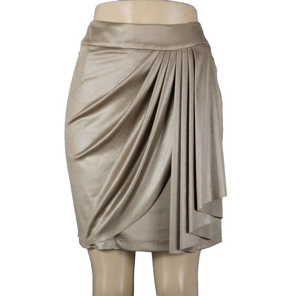 Cache New $68 Sz M Gold Pleaded Polyester Spandex Skirt