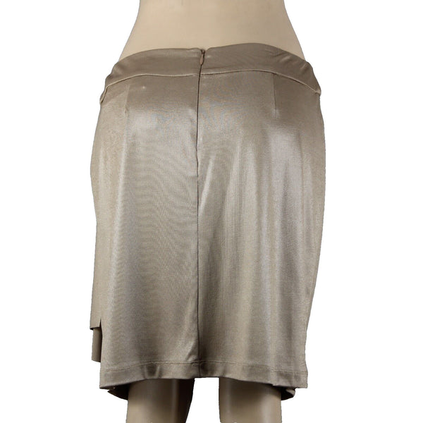 Cache New $68 Sz M Gold Pleaded Polyester Spandex Skirt