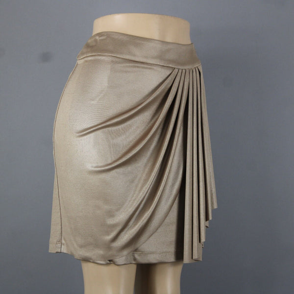 Cache New $68 Sz M Gold Pleaded Polyester Spandex Skirt