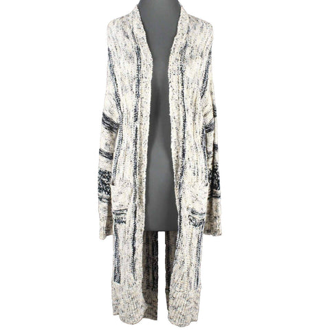 Coin 1804 Sz S Ivory Multi Drop Shoulder Long Cotton Blend Sweater Wrap