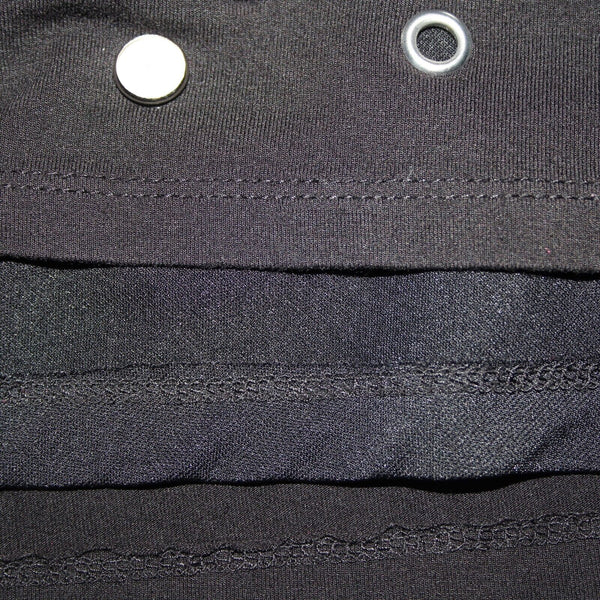 INC Sz L Black Silver Rhinestone Rivet Embellished Round Neck Rayon Spandex Top