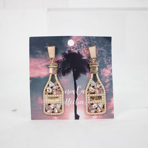 California Caftans Collection NEW $39 Champagne Goldtone Assorted Jewel Earrings