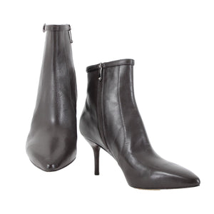 Via Spiga Sz 10 M Dark Brown Zip Pointed Toe Leather Upper Inner 3" Ankle Boots