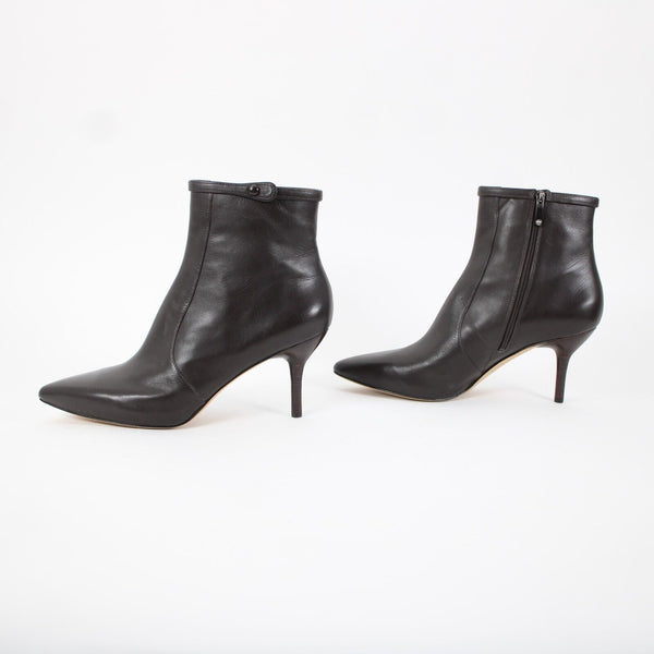 Via Spiga Sz 10 M Dark Brown Zip Pointed Toe Leather Upper Inner 3" Ankle Boots