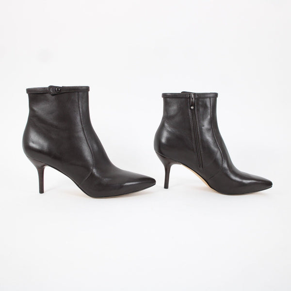 Via Spiga Sz 10 M Dark Brown Zip Pointed Toe Leather Upper Inner 3" Ankle Boots