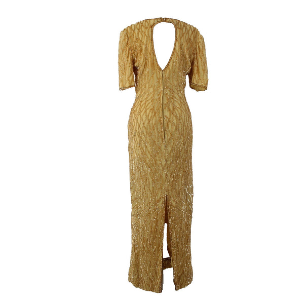 Mark John By Sam Dress Sz L Gold Lined Sequin 100% Pure Silk AS IS Dress