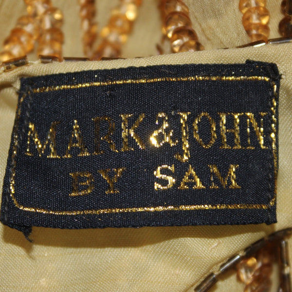 Mark John By Sam Dress Sz L Gold Lined Sequin 100% Pure Silk AS IS Dress