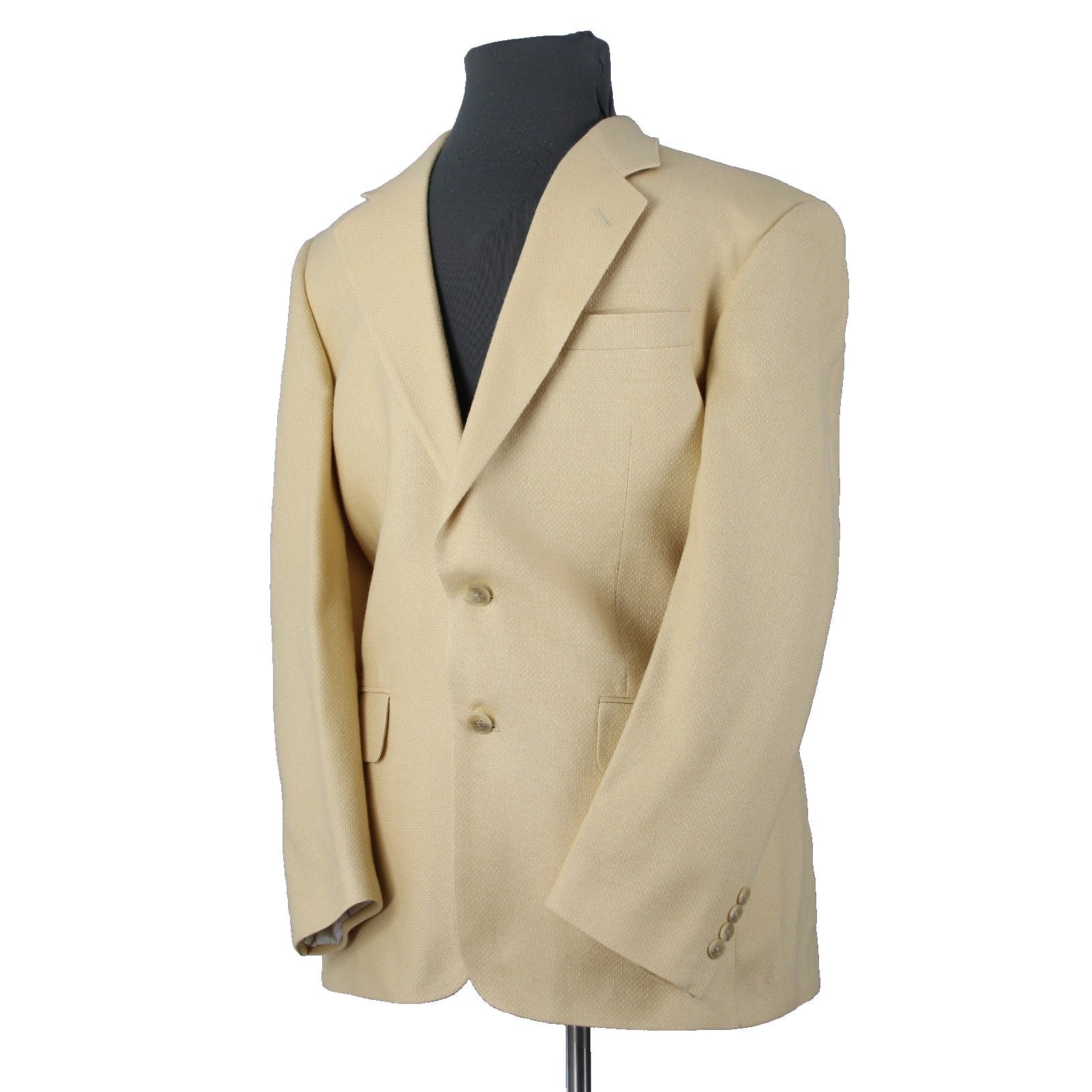 Club Room Sz 40R Yellow Textured Two Button Silk Wool Blend Blazer Jacket