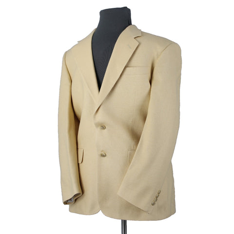 Club Room Sz 40R Yellow Textured Two Button Silk Wool Blend Blazer Jacket