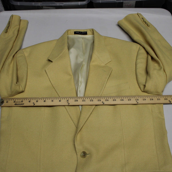 Club Room Sz 40R Yellow Textured Two Button Silk Wool Blend Blazer Jacket