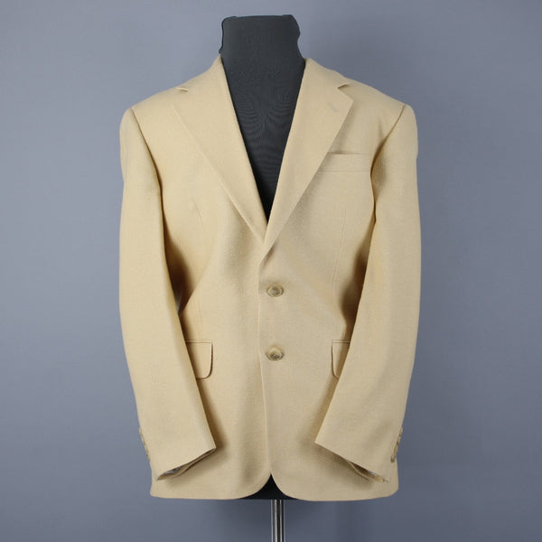 Club Room Sz 40R Yellow Textured Two Button Silk Wool Blend Blazer Jacket