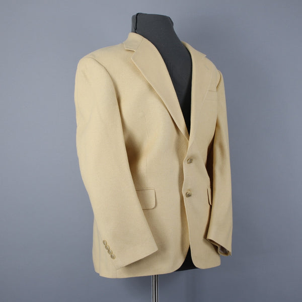 Club Room Sz 40R Yellow Textured Two Button Silk Wool Blend Blazer Jacket