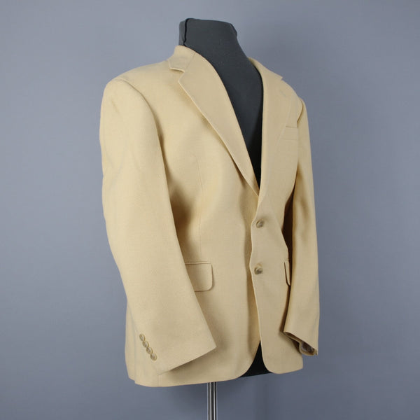 Club Room Sz 40R Yellow Textured Two Button Silk Wool Blend Blazer Jacket