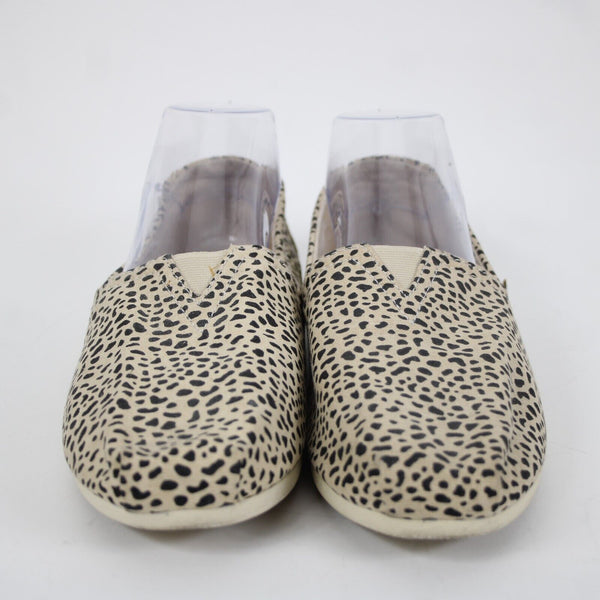 Bobs By Skechers Sz 10 Tan Black Animal Print Arch Pillow Textile Upper Flats