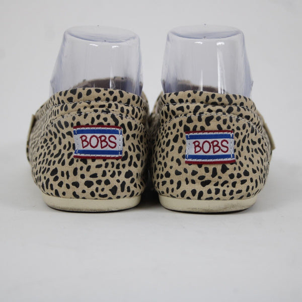 Bobs By Skechers Sz 10 Tan Black Animal Print Arch Pillow Textile Upper Flats