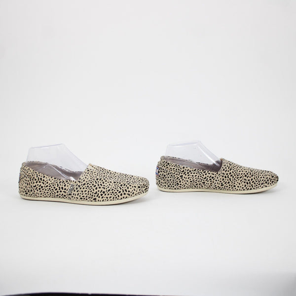 Bobs By Skechers Sz 10 Tan Black Animal Print Arch Pillow Textile Upper Flats