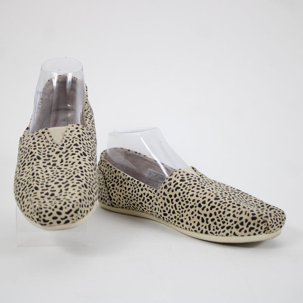 Bobs By Skechers Sz 10 Tan Black Animal Print Arch Pillow Textile Upper Flats