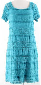 Dressbarn Sz 4 Aqua Lace Over Cotton Liner Nylon Spandex Poly Dress