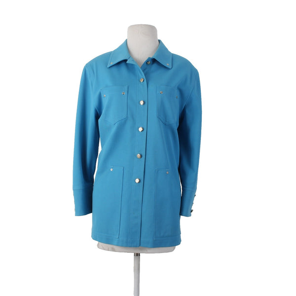 St John Sport Jacket Sz S Blue Goldtone Buttons No Fabric AS IS Jacket