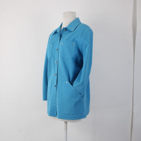 St John Sport Jacket Sz S Blue Goldtone Buttons No Fabric AS IS Jacket