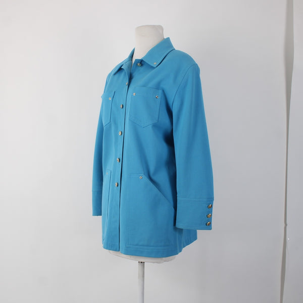 St John Sport Jacket Sz S Blue Goldtone Buttons No Fabric AS IS Jacket