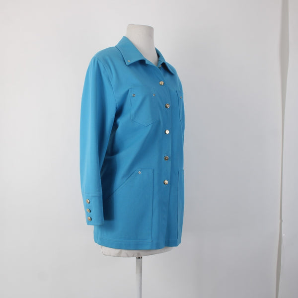 St John Sport Jacket Sz S Blue Goldtone Buttons No Fabric AS IS Jacket