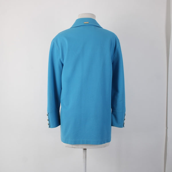 St John Sport Jacket Sz S Blue Goldtone Buttons No Fabric AS IS Jacket