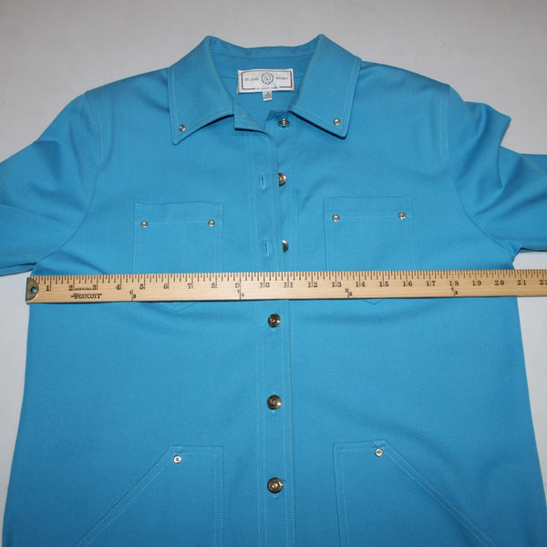 St John Sport Jacket Sz S Blue Goldtone Buttons No Fabric AS IS Jacket