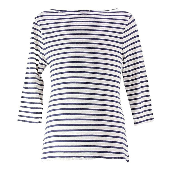 Old Navy Sz SP Cream Navy Stripe Cotton Modal Black Sequin Live Love Laugh Top