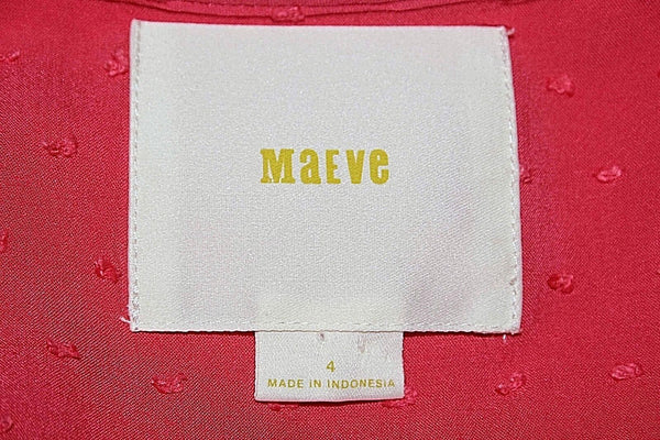 Maeve Sz 4 Coral Red Rayon Flutter Sleeve Gathered Front Back Top