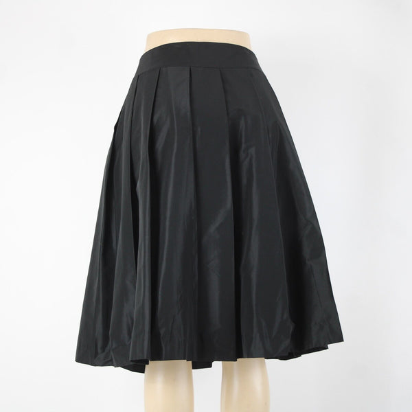 Ann Taylor NEW $129 Sz 10 Black Pleated Lined Pockets Polyester Spandex Skirt