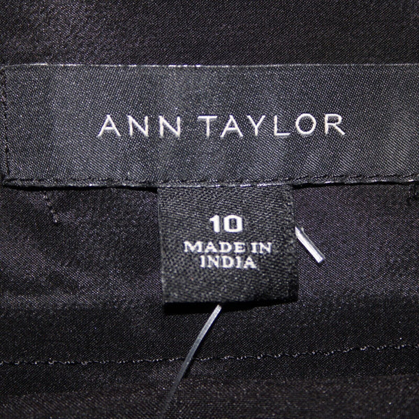 Ann Taylor NEW $129 Sz 10 Black Pleated Lined Pockets Polyester Spandex Skirt