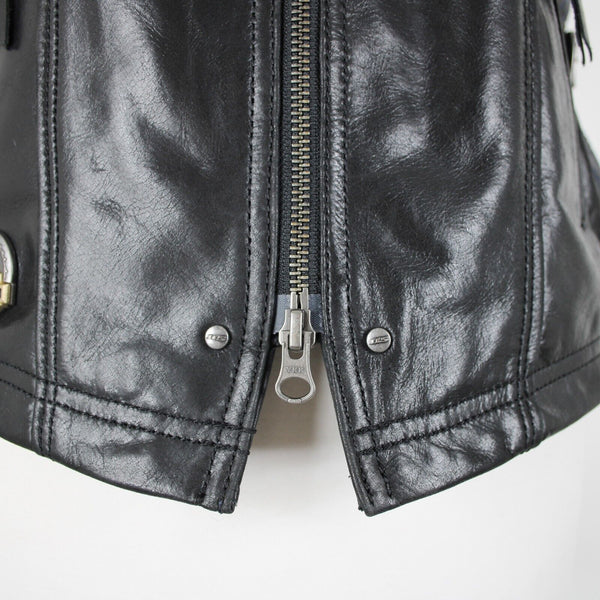 Harley Davidson Sz M Black Lined Zipper Pockets 100% Leather Polyester Vest