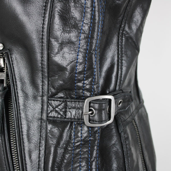 Harley Davidson Sz M Black Lined Zipper Pockets 100% Leather Polyester Vest