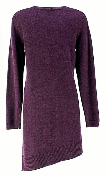 Eileen Fisher Sz XS Purple LS Asymmetrical Hem 100% Wool Tunic Top