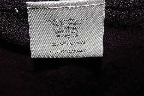 Eileen Fisher Sz XS Purple LS Asymmetrical Hem 100% Wool Tunic Top